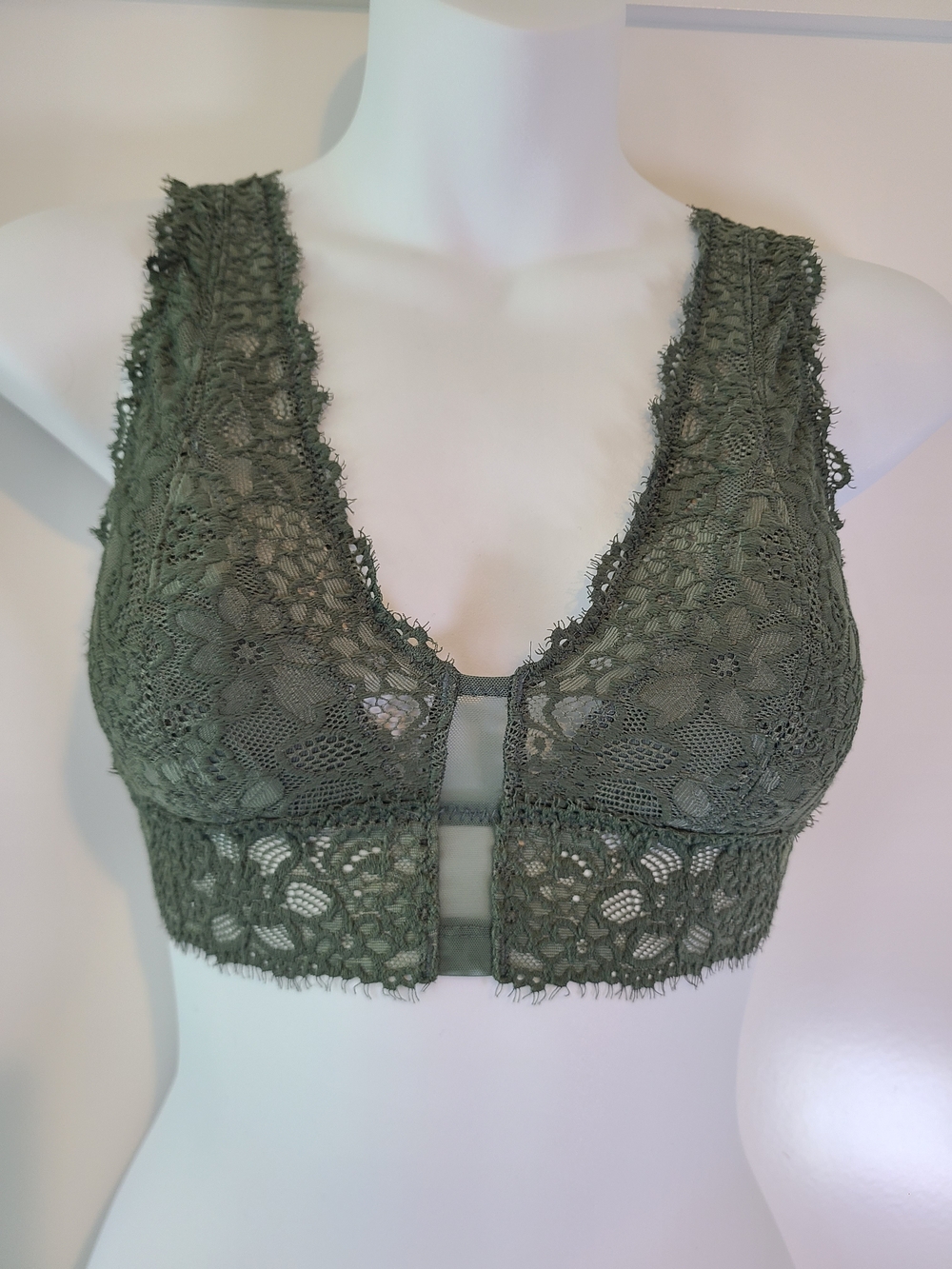Olive Green Lace Bralette - Women Intimates